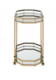 Champagne Finish Metal Serving Cart With 2 Mirror Shelves - Homeroots - Flyclothing LLC
