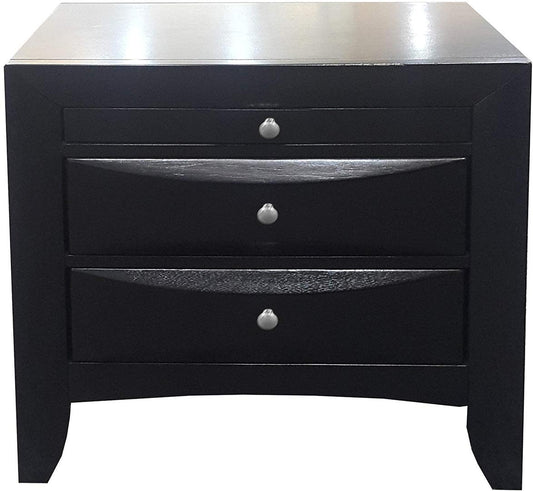 25" Black Three Drawers Nightstand - Homeroots
