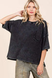 Mittoshop Mineral Wash Waffle Knit Short Sleeve Top - Trendsi - Flyclothing LLC