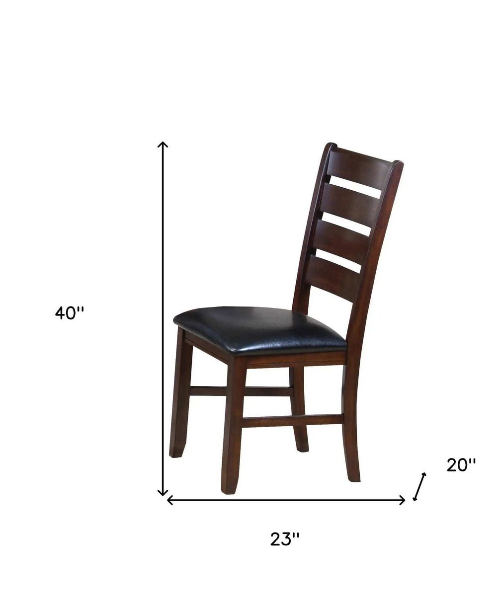 Set of Two Black And Brown Upholstered Faux Leather Ladder Back Dining Side Chairs - Homeroots - Flyclothing LLC