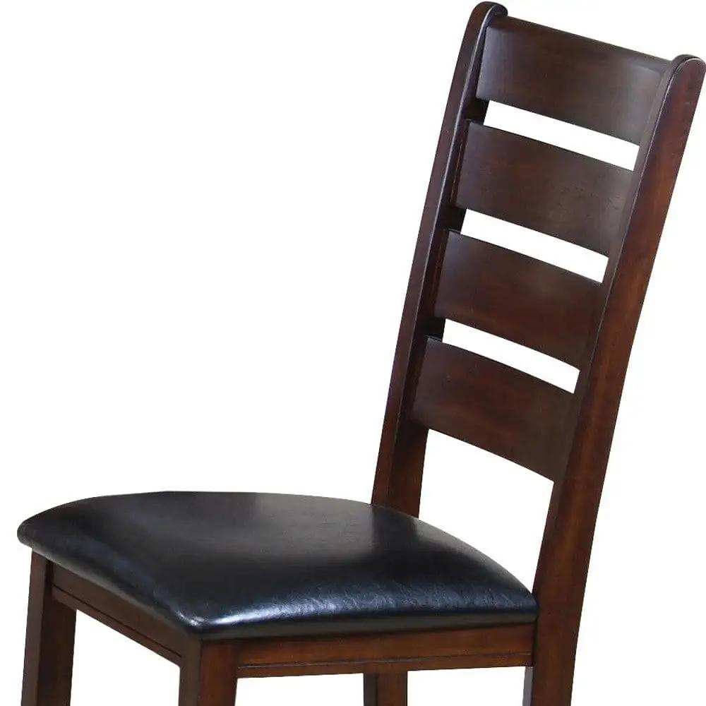 Set of Two Black And Brown Upholstered Faux Leather Ladder Back Dining Side Chairs - Homeroots - Flyclothing LLC