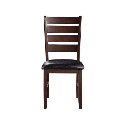 Set of Two Black And Brown Upholstered Faux Leather Ladder Back Dining Side Chairs - Homeroots - Flyclothing LLC