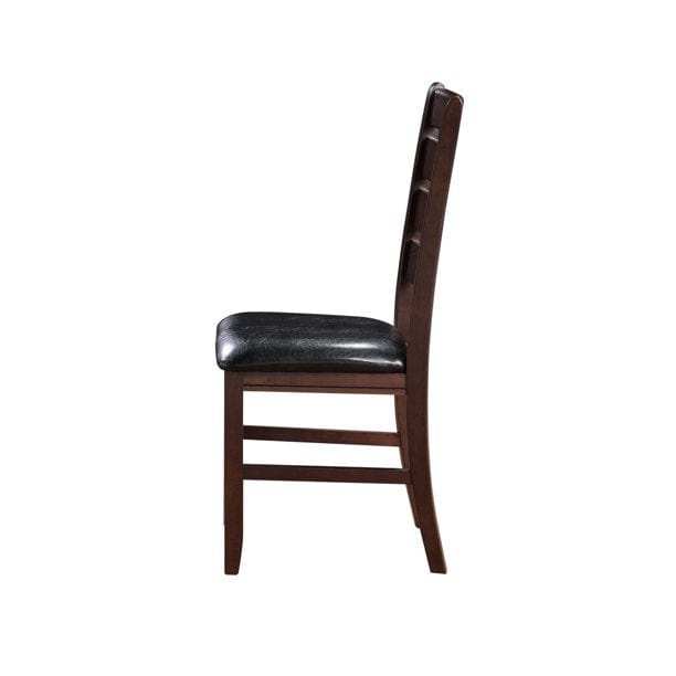 Set of Two Black And Brown Upholstered Faux Leather Ladder Back Dining Side Chairs - Homeroots - Flyclothing LLC