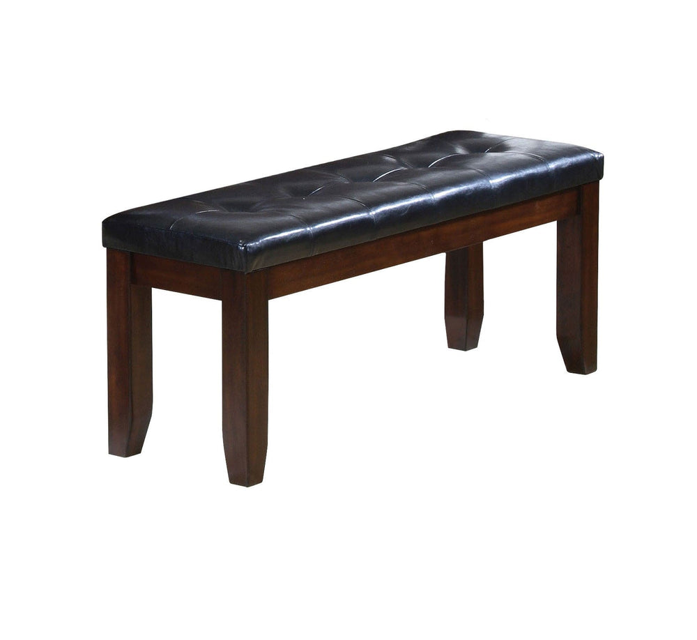 48" Black and Espresso Upholstered Faux Leather Bench - Homeroots