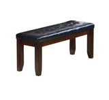 48" Black and Espresso Upholstered Faux Leather Bench - Homeroots