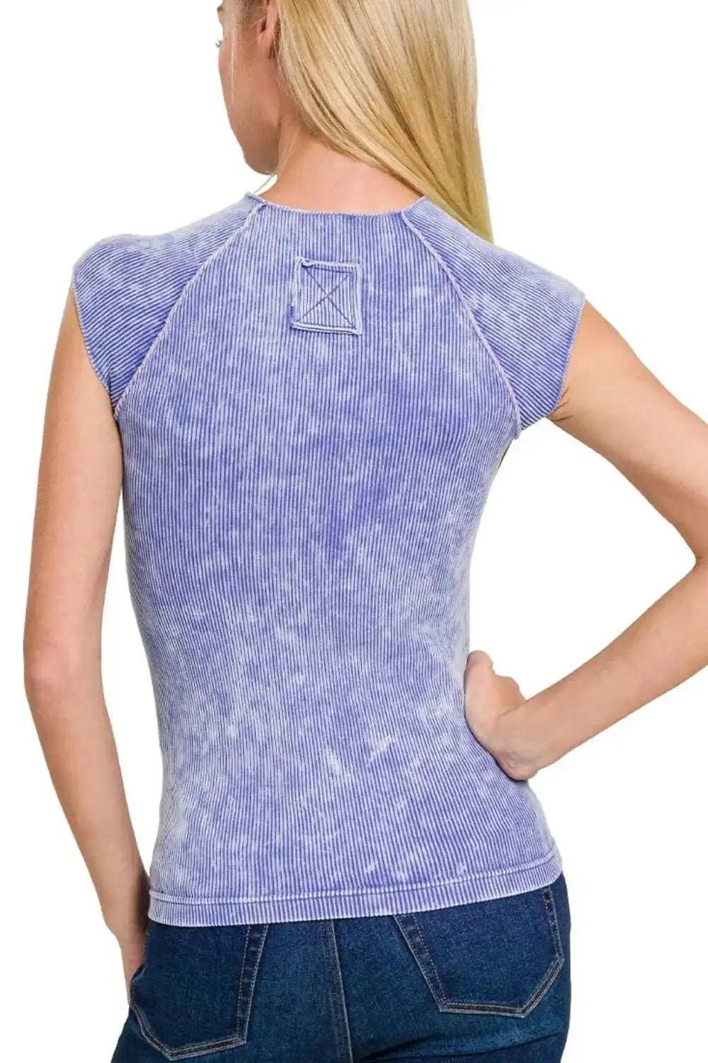 Zenana Stone Washed Ribbed Seamless Top - Trendsi - Flyclothing LLC