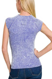 Zenana Stone Washed Ribbed Seamless Top - Trendsi - Flyclothing LLC