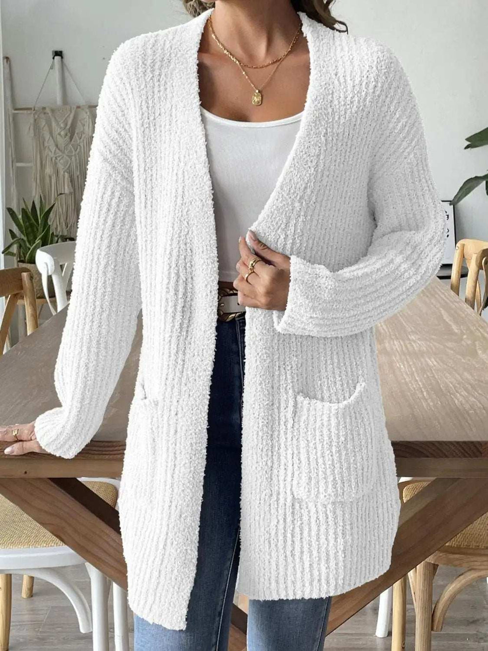 Open Front Long Sleeve Cardigan - Trendsi - Flyclothing LLC