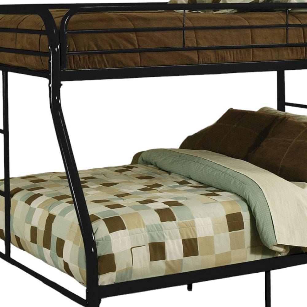 84" X 62" X 65" Twin Xl Over Queen Black Metal Tube Bunk Bed - Homeroots - Flyclothing LLC