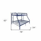 78" X 54" X 60" Twin Over Full Blue Metal Tube Bunk Bed - Homeroots - Flyclothing LLC