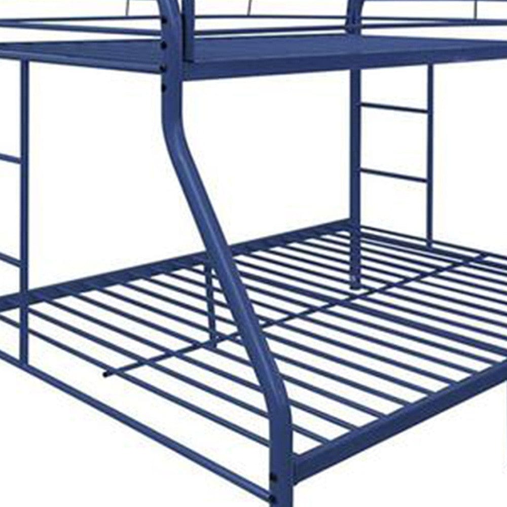 78" X 54" X 60" Twin Over Full Blue Metal Tube Bunk Bed - Homeroots - Flyclothing LLC