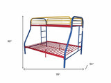 78" X 54" X 60" Twin Over Full Rainbow Metal Tube Bunk Bed - Homeroots - Flyclothing LLC