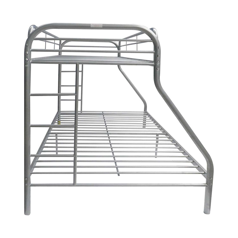 78" X 54" X 60" Twin Over Full Silver Metal Tube Bunk Bed - Homeroots - Flyclothing LLC