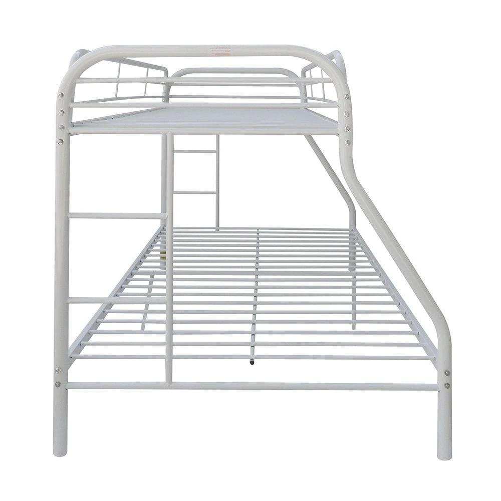 White Twin Over Full Contemporary Metal Bunk Bed - Homeroots - Flyclothing LLC