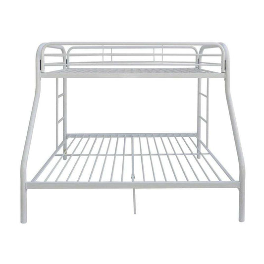 White Twin Over Full Contemporary Metal Bunk Bed - Homeroots - Flyclothing LLC