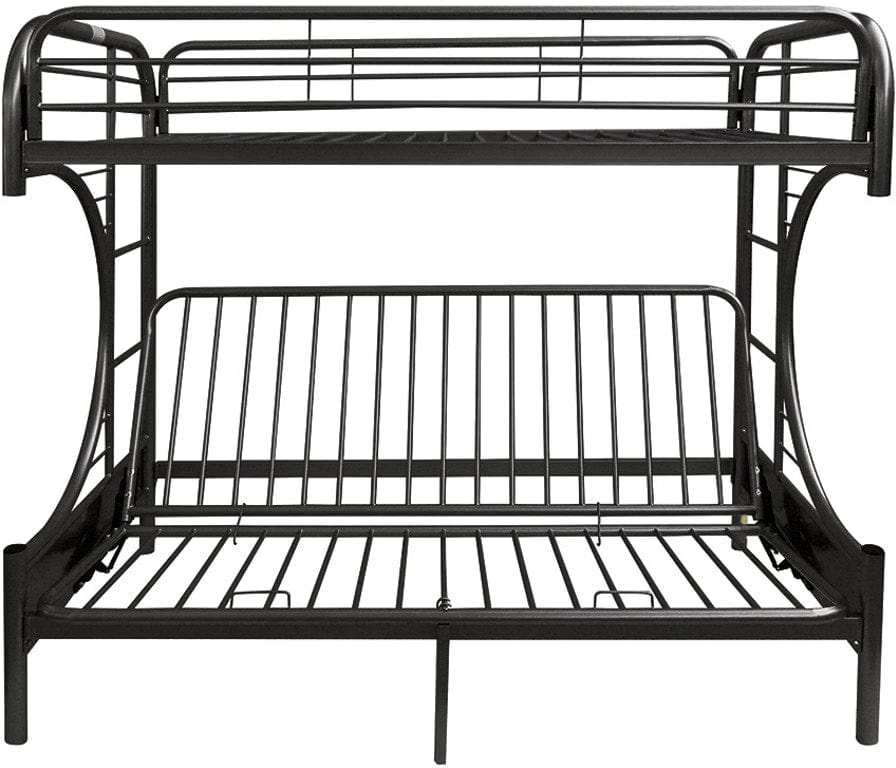 Black Twin Over Full Contemporary Metal Bunk Bed - Homeroots - Flyclothing LLC