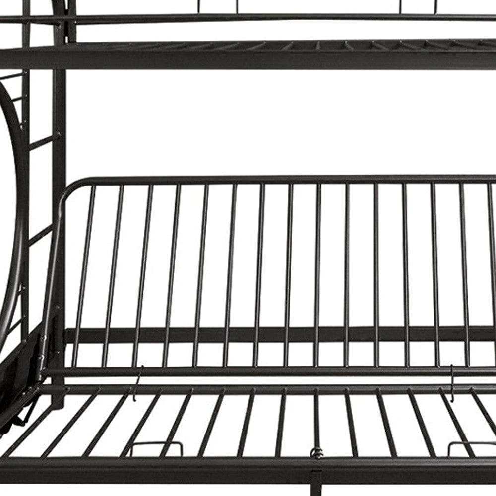Black Twin Over Full Contemporary Metal Bunk Bed - Homeroots - Flyclothing LLC