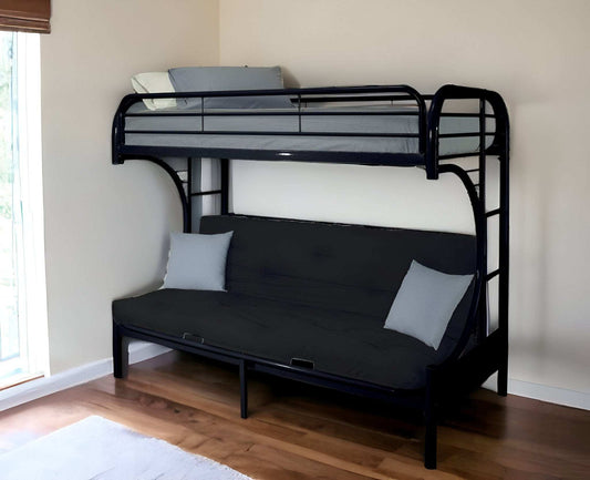 Black Twin Over Full Contemporary Metal Bunk Bed - Homeroots - Flyclothing LLC