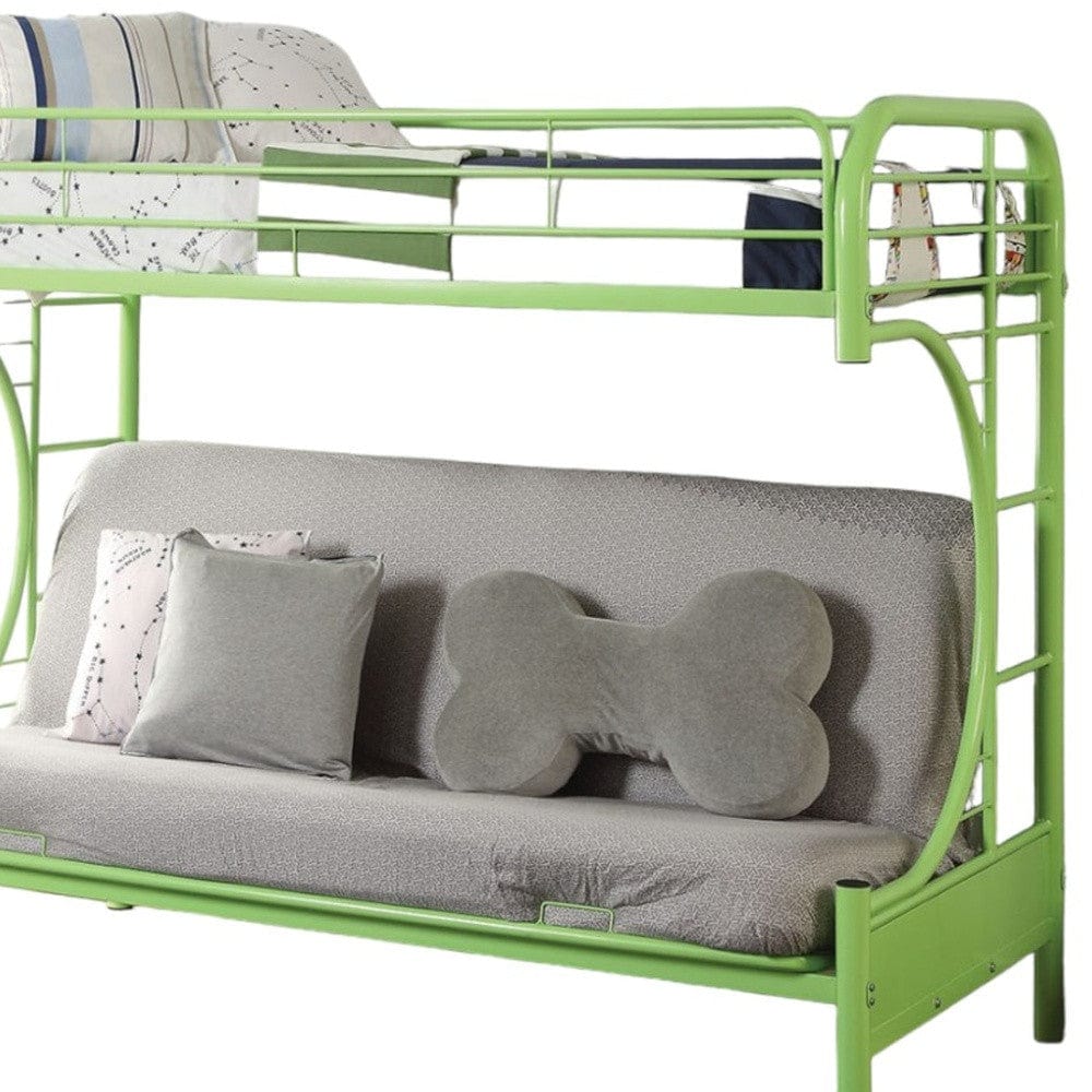 78" X 41" X 65" Twin Over Full Green Metal Tube Futon Bunk Bed - Homeroots - Flyclothing LLC