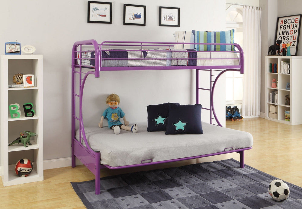 78" X 41" X 65" Twin Over Full Purple Metal Tube Futon Bunk Bed - Homeroots - Flyclothing LLC