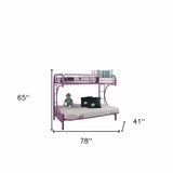 78" X 41" X 65" Twin Over Full Purple Metal Tube Futon Bunk Bed - Homeroots - Flyclothing LLC