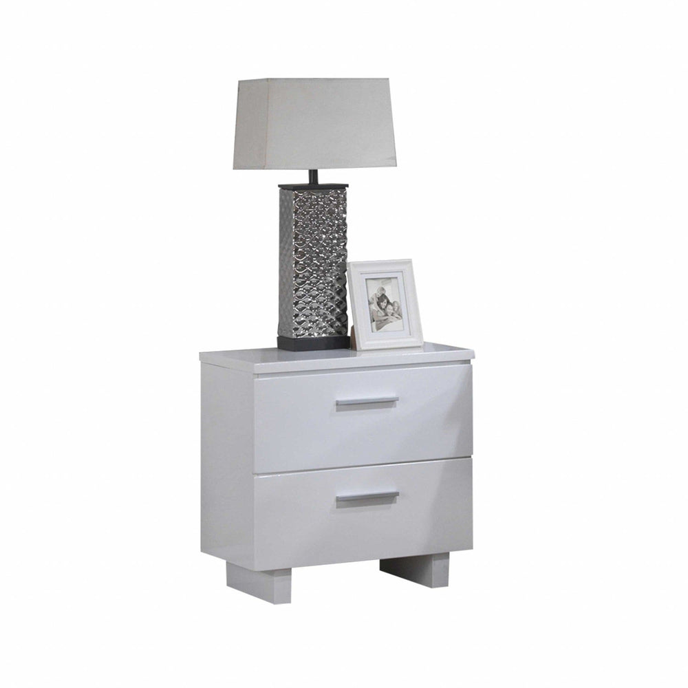 23" White Two Drawers Mirrored Nightstand - Homeroots - Flyclothing LLC