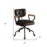 Black and Dark Brown Adjustable Swivel Leather Rolling Executive Office Chair - Homeroots - Flyclothing LLC