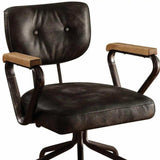 Black and Dark Brown Adjustable Swivel Leather Rolling Executive Office Chair - Homeroots - Flyclothing LLC