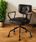 Black and Dark Brown Adjustable Swivel Leather Rolling Executive Office Chair - Homeroots - Flyclothing LLC