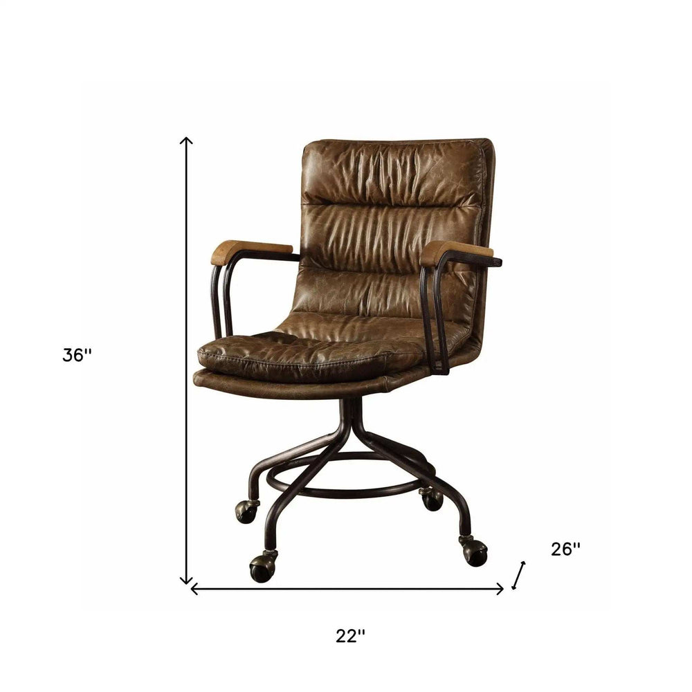 Coffee and Dark Brown Swivel Leather Rolling Executive Office Chair - Homeroots - Flyclothing LLC