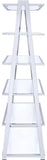 71" White and Silver Metal and Glass Five Tier Ladder Bookcase - Homeroots - Flyclothing LLC