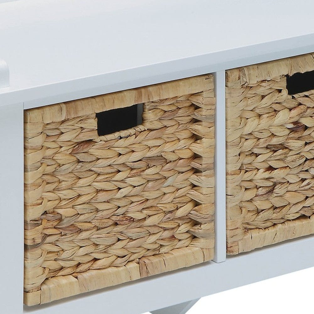 43" White Bench with Drawers - Homeroots