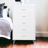 32" White Five Drawer Standard Chest - Homeroots