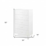 32" White Five Drawer Standard Chest - Homeroots