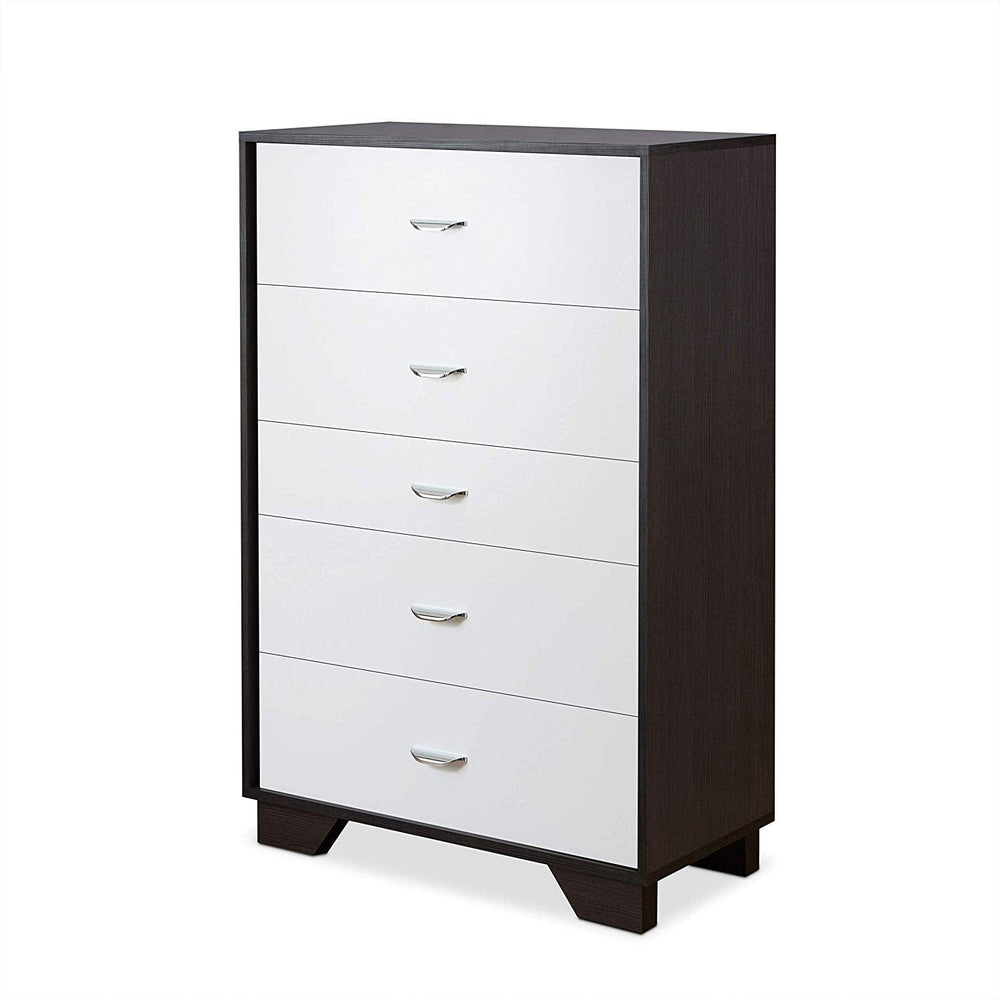 32" Brown and White Five Drawer Standard Chest - Homeroots