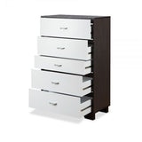 32" Brown and White Five Drawer Standard Chest - Homeroots