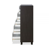 32" Brown and White Five Drawer Standard Chest - Homeroots