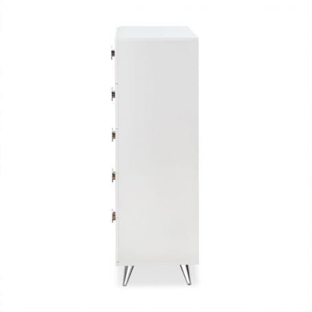 32" White Five Drawer Standard Chest - Homeroots