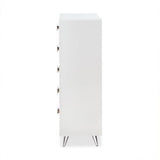 32" White Five Drawer Standard Chest - Homeroots