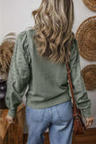 Eyelet Round Neck Long Sleeve Sweatshirt - Trendsi - Flyclothing LLC