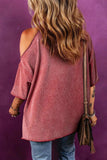 One Shoulder Half Sleeve Oversized Tunic T Shirt - Trendsi - Flyclothing LLC