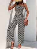 Perfee Printed Smocked Sleeveless Jumpsuit - Trendsi - Flyclothing LLC