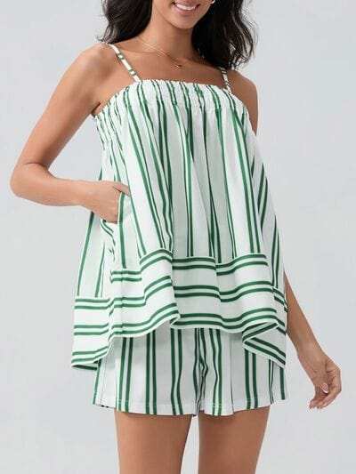 Smocked Square Neck Cami and Shorts Set - Trendsi - Flyclothing LLC