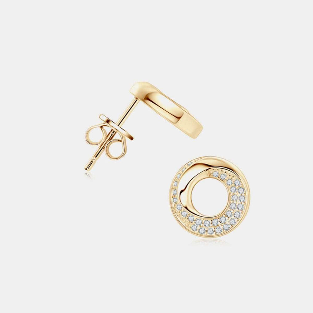 925 Sterling Silver Inlaid Moissanite Stud Earrings - Trendsi - Flyclothing LLC