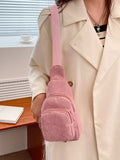 Corduroy Solid Color Crossbody Bag - Trendsi - Flyclothing LLC