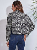 Button Down Printed Cropped Jacket - Trendsi - Flyclothing LLC