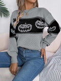 Pumpkin Round Neck Long Sleeve Sweater - Trendsi - Flyclothing LLC