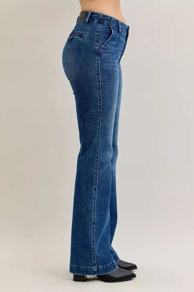 Judy Blue Full Size Mid Rise Bootcut Jeans with Welt Pockets Plus Size - Trendsi - Flyclothing LLC