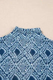 Geometric Print Frilled Notched Blouse - Trendsi - Flyclothing LLC