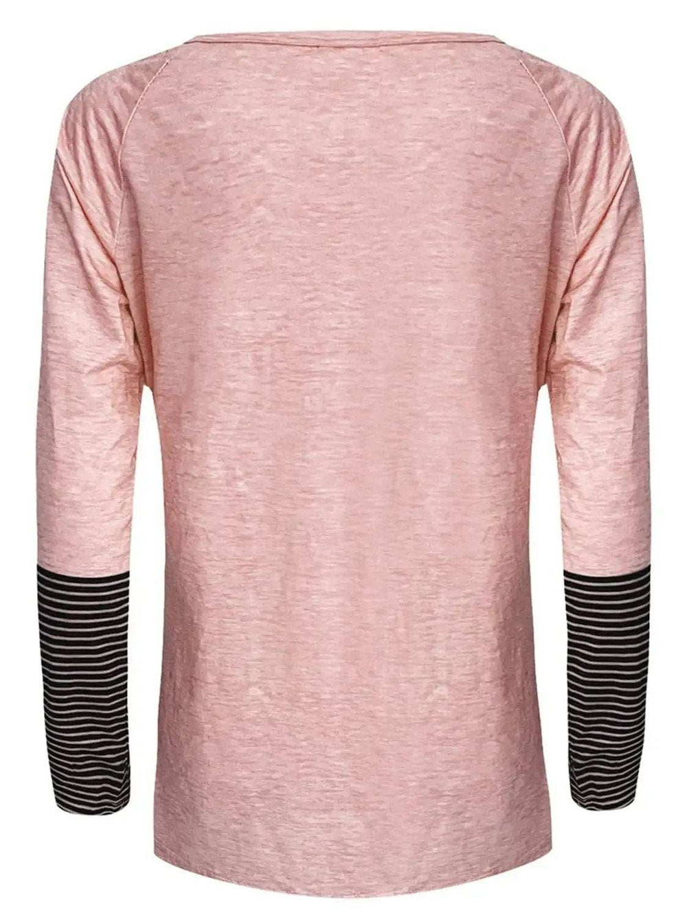Full Size Striped Quarter Button Long Sleeve T-Shirt - Trendsi - Flyclothing LLC